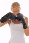 Woman With Boxing Gloves Stock Photo