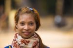 Unidentified Red Hair Cambodian Girl Stock Photo