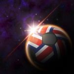 Costa Rica Flag On 3d Football With Rising Sun Stock Photo