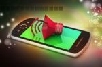 Megaphone With Smart Phone Stock Photo