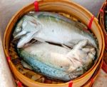 Tuna On Bamboo Basket Stock Photo