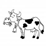 Illustration Of Milk Cow Cartoon -  Hand Drawn Stock Photo