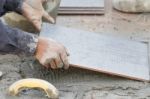 Mason Tiling On Floor Stock Photo