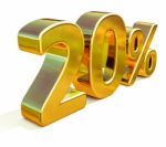 3d Gold 20 Twenty Percent Discount Sign Stock Photo