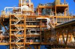 Offshore Construction Platform For Production Oil And Gas,oil And Gas Industry Stock Photo