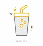 Thin Line Icons, Soda Cup Stock Photo