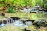 Erawan Waterfall In Thailand Stock Photo