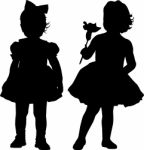 Silhouettes Of Kids Stock Photo