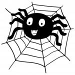 Hand Drawing Halloween Spider Cartoon- Illustration Stock Photo