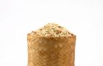 Raw Brown Rice In Bamboo Box; Kratip Stock Photo