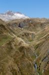 View From The Gotthard Pass In Switzerland Stock Photo