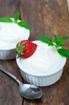 Organic Greek Yogurt And Strawberry Stock Photo