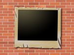 Photo Frames Indicates Blank Space And Brick-wall Stock Photo