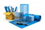 Modern Building Development Project Plan Stock Photo