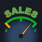 Sales Gauge Means Promotion Meter And Scale Stock Photo