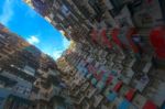 A Look Up View Of Quarry Bay In Hong Kong,china Stock Photo