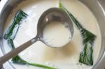 Thai Drink , Boiling Soy Milk In Pot Stock Photo