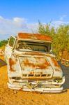 Old And Rusty Vintage Car In Namibia Stock Photo