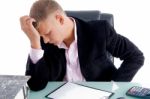 stressed Businessman in office Stock Photo