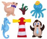 Penguin, Octopus, Seahorse, Sea Calf And Lighthouse Stock Photo