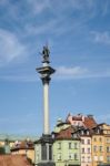 Zygmunts Column In The Old Town Market Square In Warsaw Stock Photo