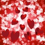 Red Hearts Falling Stock Photo