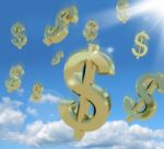 Dollar Symbols Falling From Sky Stock Photo