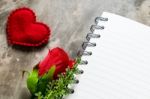 Valentines Day Background. Valentine Hearts With Open Blank Note Stock Photo