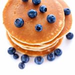 Stack Of Pancakes With Fresh Blueberries Stock Photo