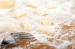 Making Fresh Italian Potato Gnocchi Stock Photo