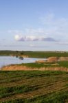 Spring Countryside Lake Landscape Stock Photo