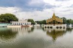 Aisawan-dhipaya Asana Pavilion In The Pond At Bang Pa-in Palace, Ayutthaya Province, Thailand. Thai Royal Residence. Favorite Tourist Public Attraction Stock Photo