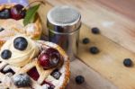 Decorated Homemade Shortcrust Pastry Berry Pies Stock Photo