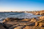 Punta Del Diablo Beach, Popular Tourist Site And Fisherman's Pla Stock Photo