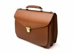 Brown Business Briefcase Isolated Stock Photo