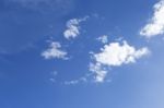 Blue Sky With White Cloud In Summer Sunny Day Stock Photo