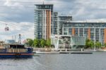 View Of The London Cable Car Over The River Thames Stock Photo