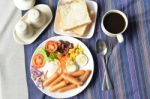 Breakfast Set  On Table Stock Photo