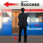 Businessman On The Sky Train Station Stock Photo