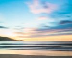 An Abstract Seascape With Blurred Panning Motion On Paper Backgr Stock Photo