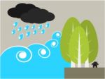 Tree Protect Tsunami Illustration Stock Photo