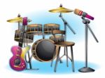 Cartoon  Illustration Interior Music Room With Separated Layers Stock Photo