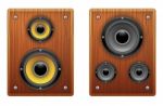 Wooden Loud Speaker On White Stock Photo