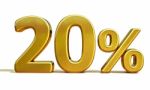 3d Gold 20 Twenty Percent Discount Sign Stock Photo