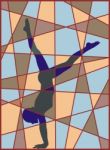 Stained Glass Theme Gymnast Stock Photo