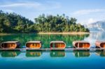 Capsule House Refection On Ratchaprapa Dam,kaosok,suratthani Thailand Stock Photo