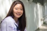 Portrait Of Thai Student Teen Beautiful Girl Happy And Relax Stock Photo