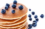 Stack Of Pancakes With Fresh Blueberries Stock Photo