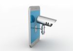 Security Camera On Smart Phone Stock Photo