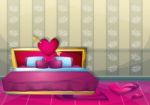 Cartoon  Illustration Interior Valentine Room With Separated Layers Stock Photo